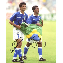 autographe de ROMARIO + BEBTO , signed autographed picture of Romario + Bebeto